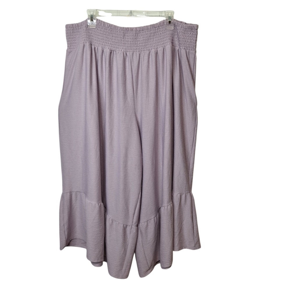 Est‎ 1946 Cato Womens Plus 26/28W Crinkle Ruffle Hem Cropped Pants Light Purple